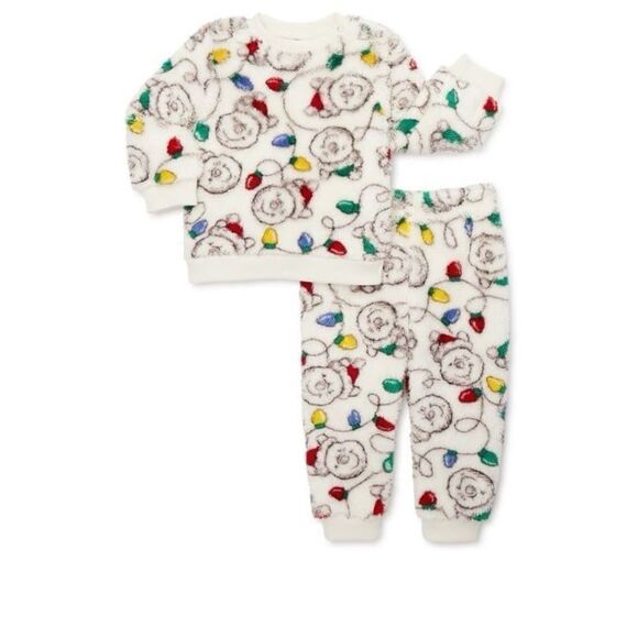 Winnie the Pooh Baby and Toddler Christmas Faux Sherpa Top and Joggers Set, 12M - Picture 1 of 7